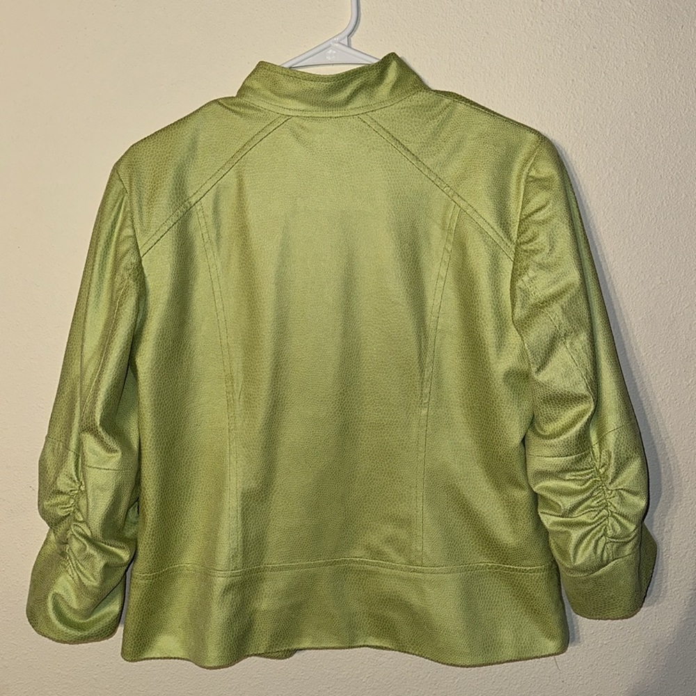 CHICO’S Womens Lime Green Neon Snake Skin Zip Jacket, Size 1 (M) - Picture 3 of 8